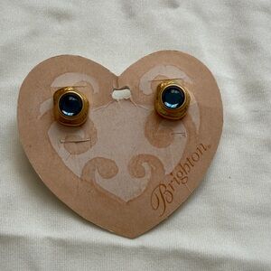 Brighton Gold Earrings with Sapphire Blue Stone